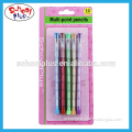 Colorful multi-point lead plastic pencil for promotion